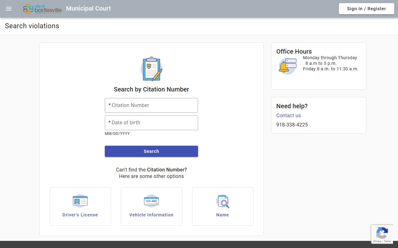 Bartlesville Bartlesville citation search for family court records