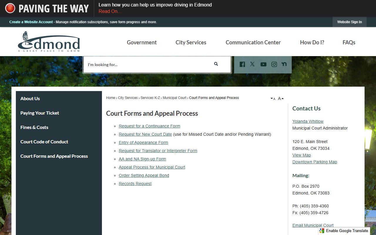 Edmond Edmond court forms and appeal process for family court records