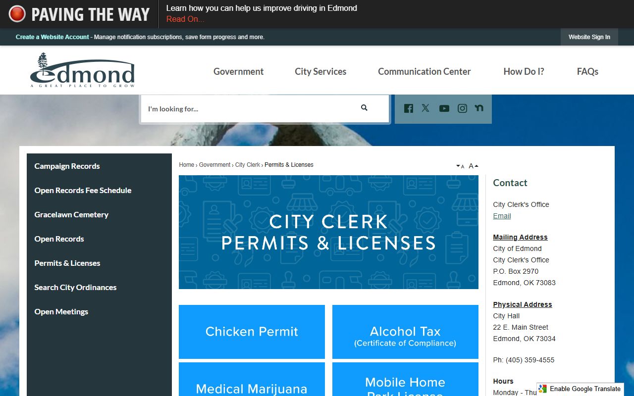 Edmond Edmond Municipal Court page for family court records