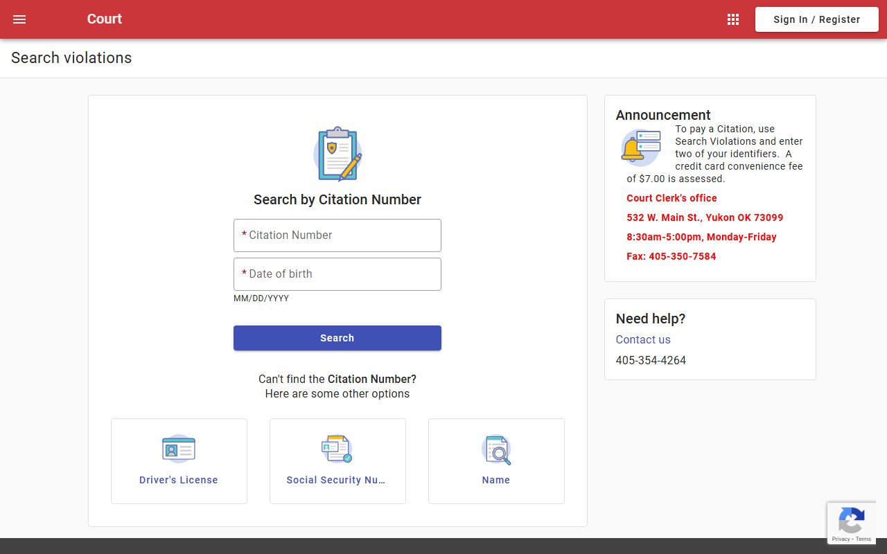 Yukon Yukon citation search portal for family court records