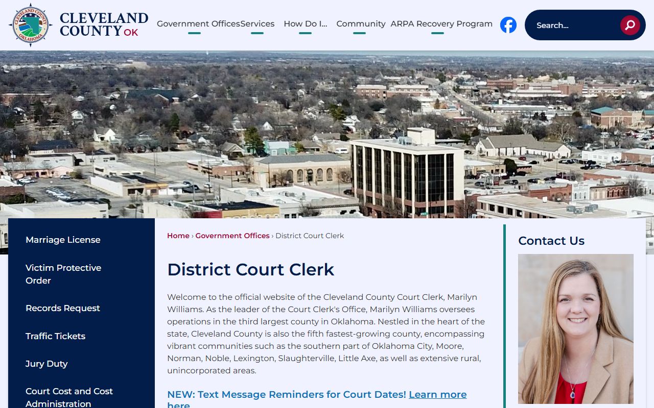 Cleveland County Cleveland County District Court Clerk main page for family court records
