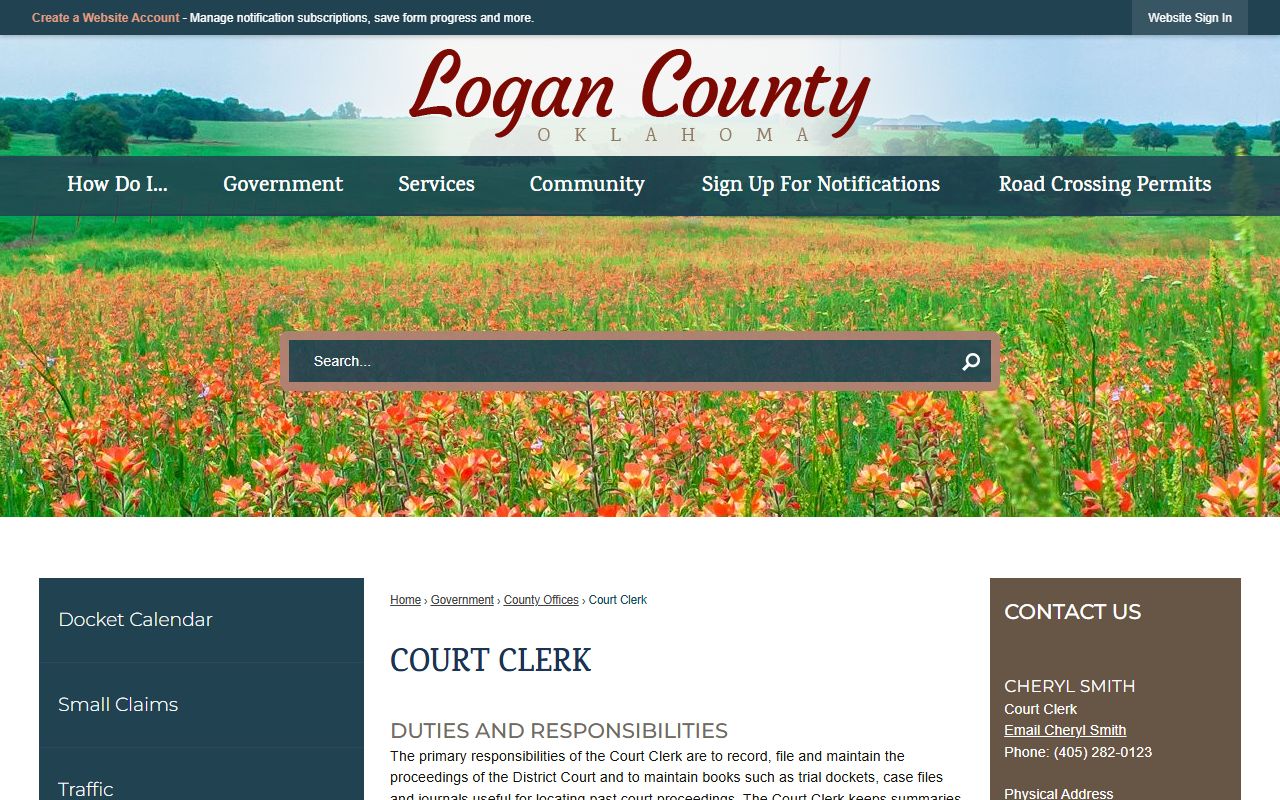 Logan County Logan County Court Clerk page for family court records
