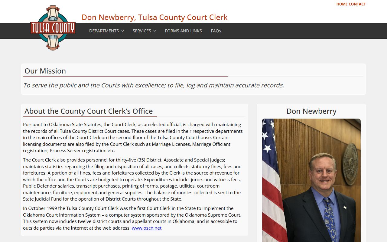 Tulsa County Court Clerk website for family court records